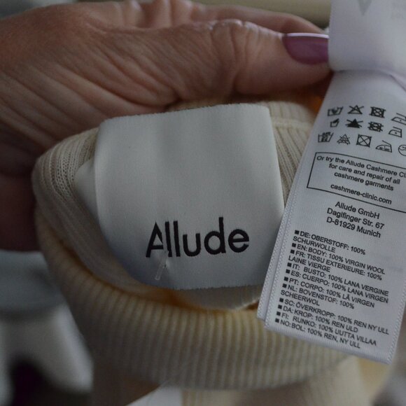 NWOT $225 Sz S Allude Ivory Soft Wool Ribbed Sleeveless Turtleneck Top - Picture 6 of 6